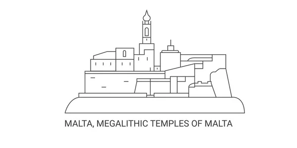 Malta Megalityczne Świątynie Malty Podróżować Punkt Orientacyjny Linia Wektor Ilustracja — Wektor stockowy