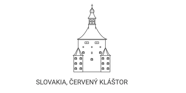 Slowakije Cerveny Klastor Reizen Oriëntatiepunt Lijn Vector Illustratie — Stockvector