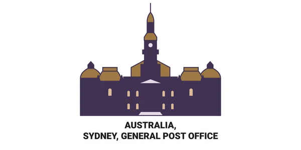 澳大利亚悉尼邮政总局旅行地标线矢量图解 — 图库矢量图片