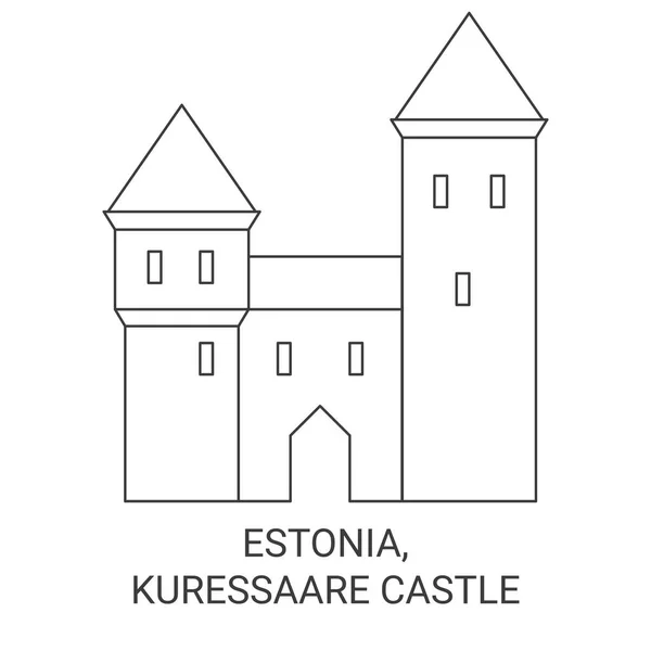 Estonie Kuressaare Château Voyage Illustration Vectorielle Ligne Historique — Image vectorielle