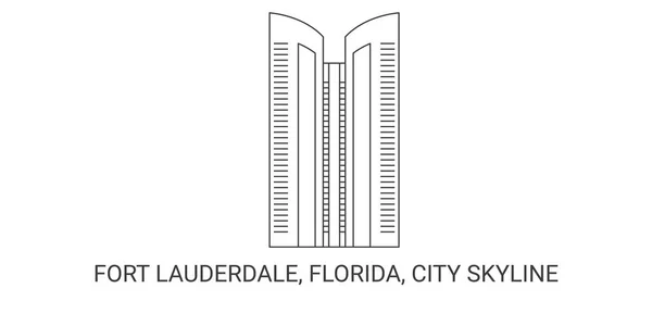 Estados Unidos Fort Lauderdale Flórida City Skyline Viagem Marco Ilustração — Vetor de Stock
