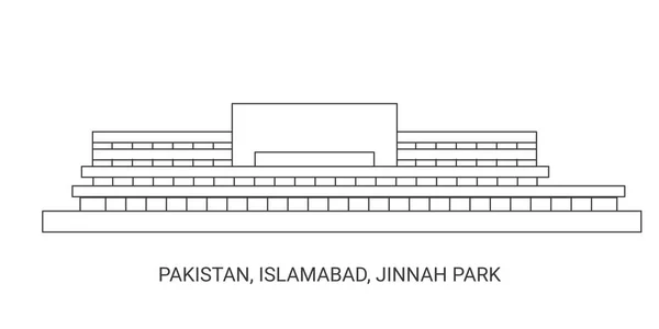 Pakistán Islamabad Jinnah Park Ilustración Vector Línea Referencia Viaje — Vector de stock