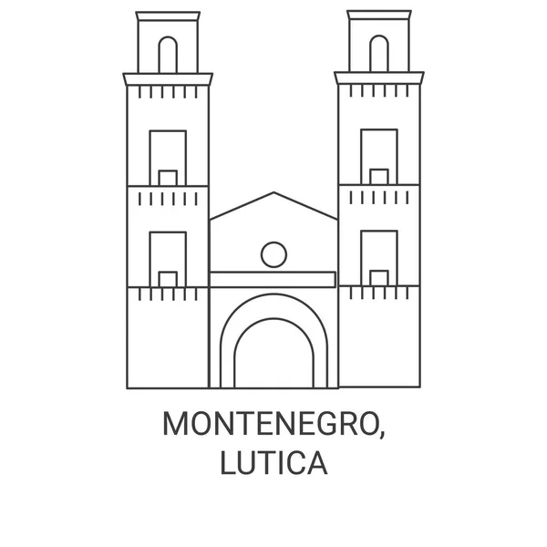 Montenegro Lutica Resa Landmärke Linje Vektor Illustration — Stock vektor
