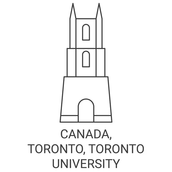 Canadá Toronto Toronto Universidad Viaje Hito Línea Vector Ilustración — Vector de stock