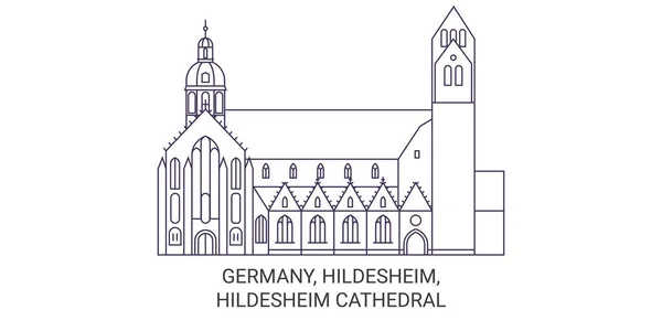 ドイツ ヒルデスハイム ヒルデスハイム大聖堂旅行ランドマークラインベクトル図 — ストックベクタ