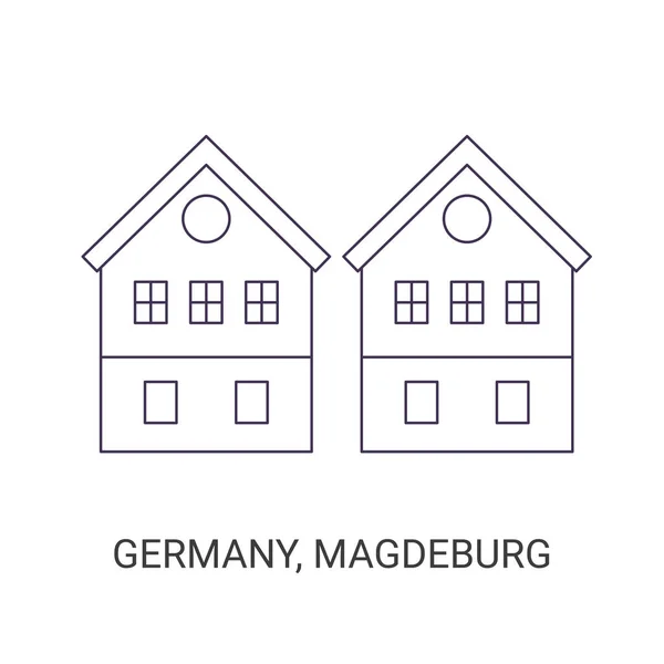 Niemcy Magdeburg Podróży Punkt Orientacyjny Linii Wektor Ilustracja — Wektor stockowy