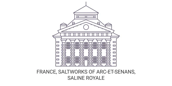 France Salines Arcetsenans Saline Royale Voyages Illustration Vectorielle Ligne — Image vectorielle