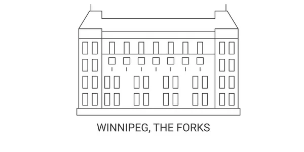 Canadá Winnipeg Forks Ilustración Vectores Línea Referencia Viaje — Vector de stock