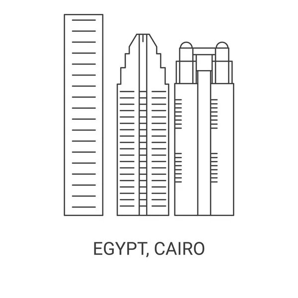 Egypt Káhira Cestování Orientační Linie Vektorové Ilustrace — Stockový vektor