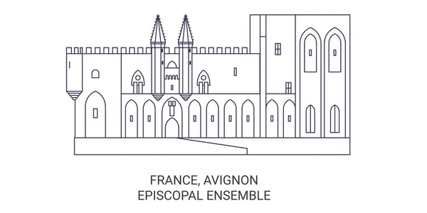 Fransa Avignon Piskoposluk Topluluğu Seyahat Çizgisi Çizelgesi Çizimi — Stok Vektör