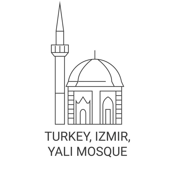 Turkiet Izmir Yali Moskén Resa Landmärke Linje Vektor Illustration — Stock vektor