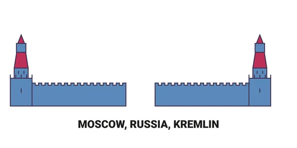Rusia Moscú Kremlin Viaje Hito Línea Vector Ilustración — Vector de stock