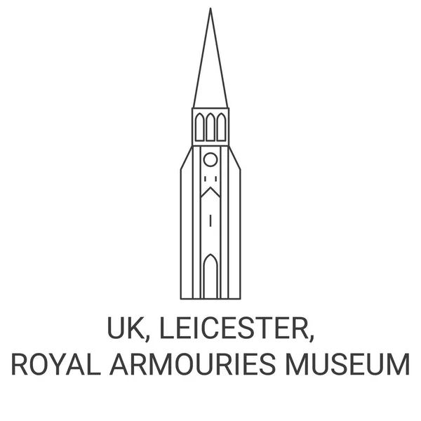 Inglaterra Leicester Museo Royal Armouries Recorrido Hito Línea Vector Ilustración — Archivo Imágenes Vectoriales