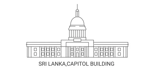 Шри Ланка Здание Капитолия Векторная Иллюстрация Маршрута — стоковый вектор