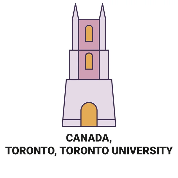 Kanada Toronto Toronto University Reise Meilenstein Linienvektorillustration — Stockvektor