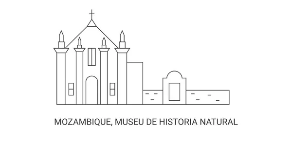 Mozambique Museu History Natural Travel Landmark Line Vector Illustration — 图库矢量图片