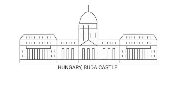 Hongrie Château Buda Illustration Vectorielle Ligne Repère Voyage — Image vectorielle