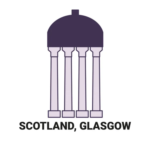 Scotland Glasgow Travel Landmark Line Vector Illustration — 스톡 벡터