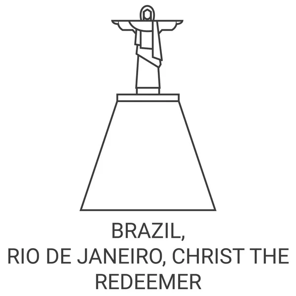 Brasile Rio Janeiro Cristo Redentore Immagini Vettoriali Riferimento Viaggio — Vettoriale Stock