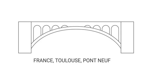 France Toulouse Pont Neuf Illustration Vectorielle Ligne Repère Voyage — Image vectorielle