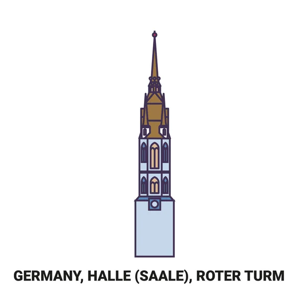 Duitsland Halle Saale Roter Turm Reizen Oriëntatiepunt Lijn Vector Illustratie — Stockvector