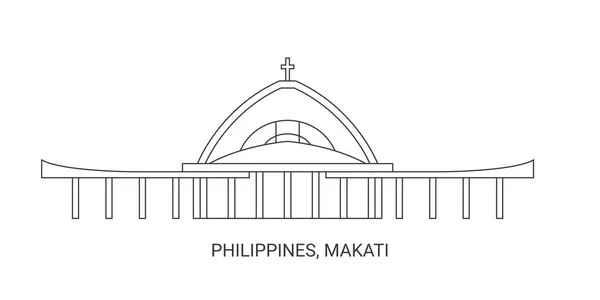Filipíny Makati Cestovní Orientační Čára Vektorové Ilustrace — Stockový vektor