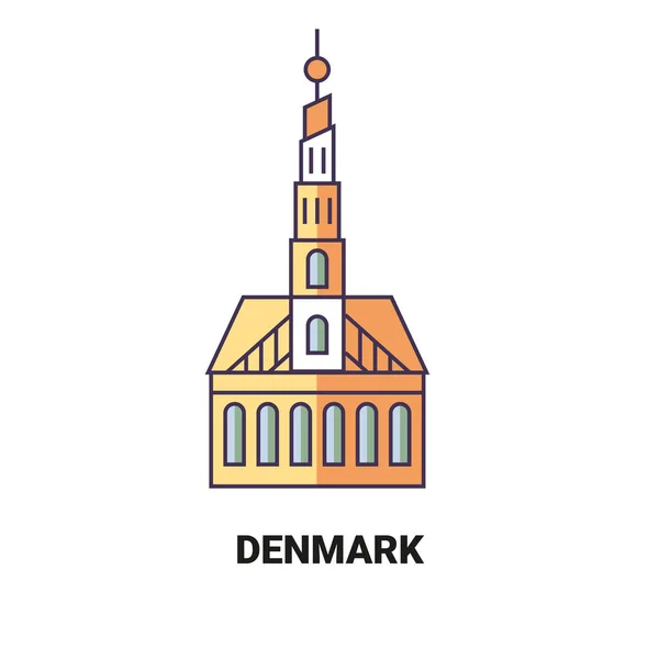 Danimarca Viaggi Linea Riferimento Illustrazione Vettoriale — Vettoriale Stock