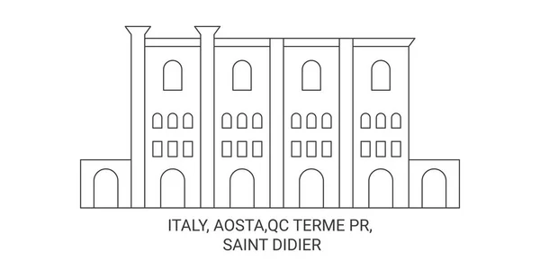 Italie Aoste Terme Saint Didier Voyages Illustration Vectorielle Ligne — Image vectorielle