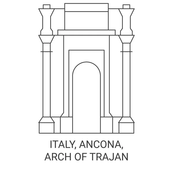 이탈리아 Ancona Arch Trajan Travel Landmark Line Vector Illustration — 스톡 벡터