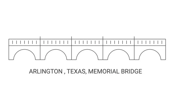 Estados Unidos Arlington Texas Memorial Bridge Recorrido Hito Línea Vector — Vector de stock