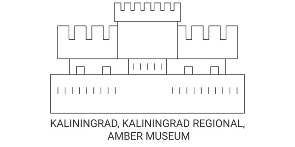 Ryssland Kaliningrad Kaliningrad Regional Amber Museum Resa Landmärke Linje Vektor — Stock vektor