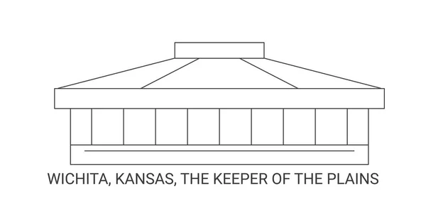 Estados Unidos Wichita Kansas Guardián Las Llanuras Ilustración Vector Línea — Vector de stock