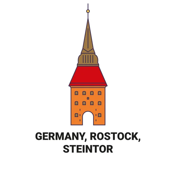 Alemania Rostock Steintor Recorrido Hito Línea Vector Ilustración — Archivo Imágenes Vectoriales