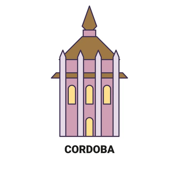 España Córdoba Iglesia Viaje Hito Línea Vector Ilustración — Vector de stock