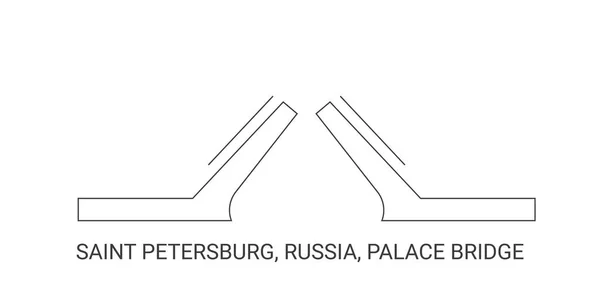 Russia Saint Petersburg Palace Bridge Travel Landmark Line Vector Illustration — Stock Vector