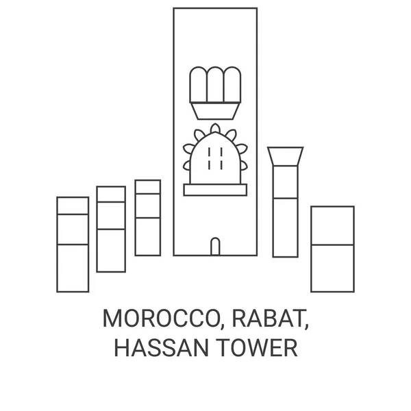Maroc Rabat Hassan Tour Voyage Ligne Vectorielle Illustration — Image vectorielle