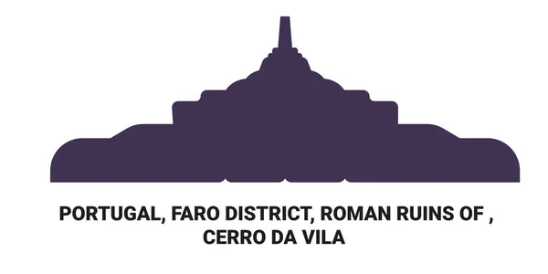 Portugal Faro District Romeinse Ruïnes Van Cerro Vila Reis Oriëntatiepunt — Stockvector