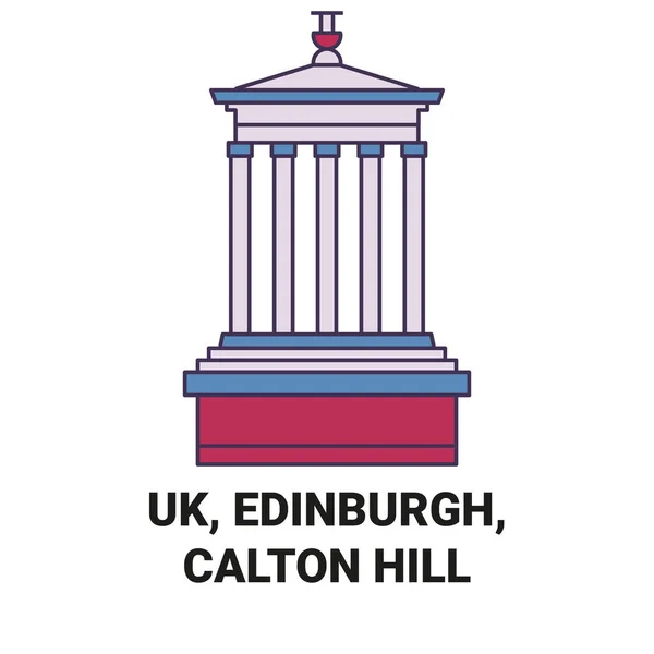 Inghilterra Edimburgo Calton Hill Viaggi Punto Riferimento Linea Vettoriale Illustrazione — Vettoriale Stock