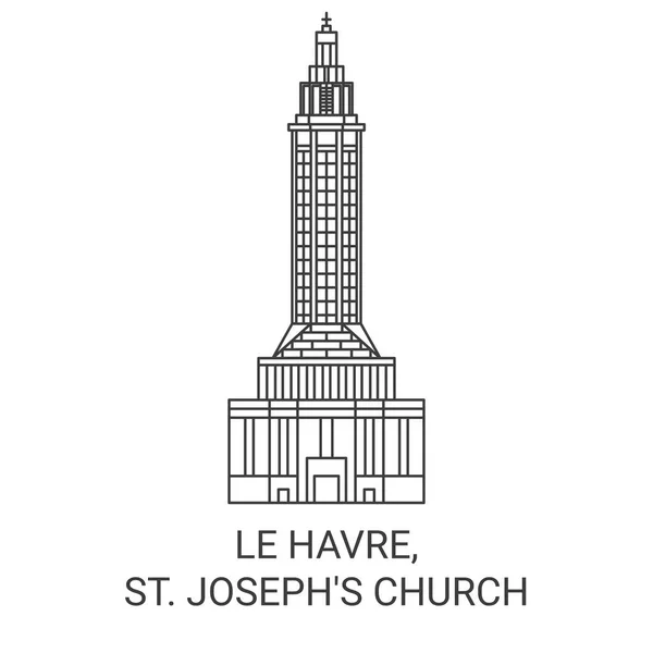 Fransa Havre Josephs Kilisesi Seyahat Çizgisi Vektör Ilüstrasyonu — Stok Vektör