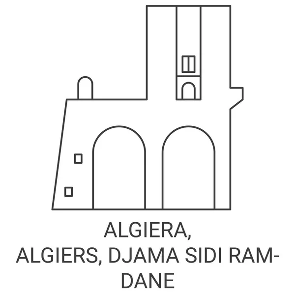Algiera Algeri Djama Sidi Ramdane Viaggi Punto Riferimento Linea Vettoriale — Vettoriale Stock