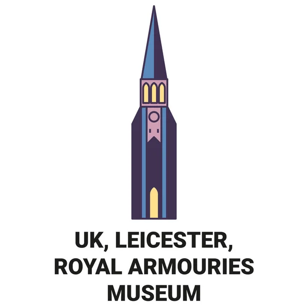 England Leicester Royal Armouries Museum Travel Landmark Line Vector Illustration — Stock Vector