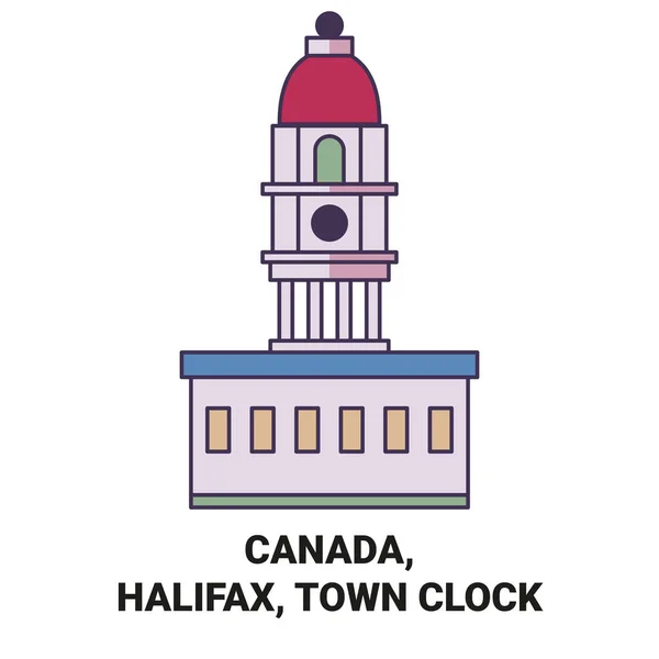 Kanada Halifax Jam Kota Perjalanan Garis Vektor Garis Vektor Ilustrasi Grafik Vektor