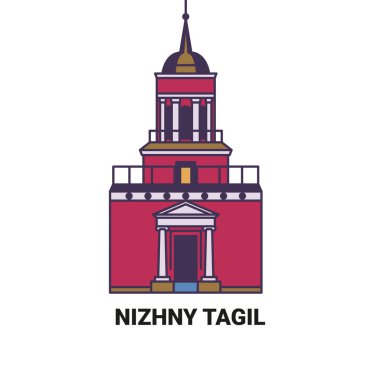Rusya ve Nizhny Tagil şehir simgesi vektör illüstrasyonunda seyahat ediyorlar