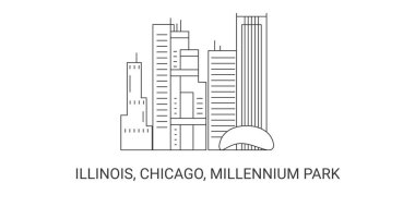 Birleşik Devletler, Illinois, Chicago, Millennium Park, seyahat çizgisi çizelgesi çizimi
