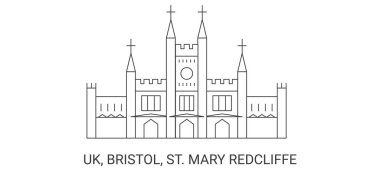 İngiltere, Bristol, St. Mary Redcliffe, seyahat tarihi çizgisi illüstrasyonu