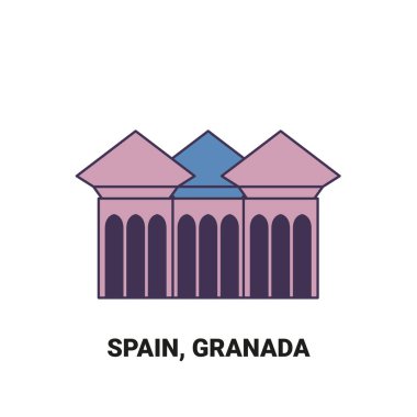 İspanya, Granada, seyahat simgesi vektör çizimi