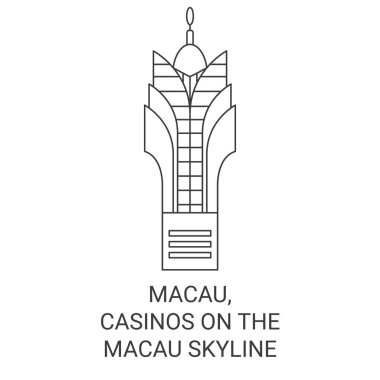 Çin, Macau, Casinos Macau Skyline seyahat çizgisi çizgisi çizimi