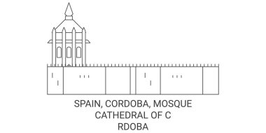 İspanya, Cordoba, Crdoba 'nın Camii seyahat çizgisi çizgisi çizimi