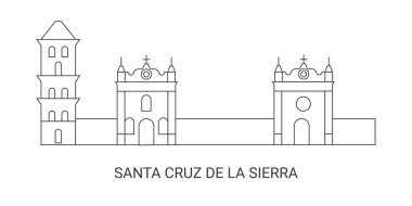 Bolivya, Santa Cruz De La Sierra seyahat çizgisi vektör çizimi
