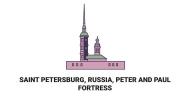 Rusya, Saint Petersburg, Peter ve Paul Kalesi, seyahat çizgisi çizimi